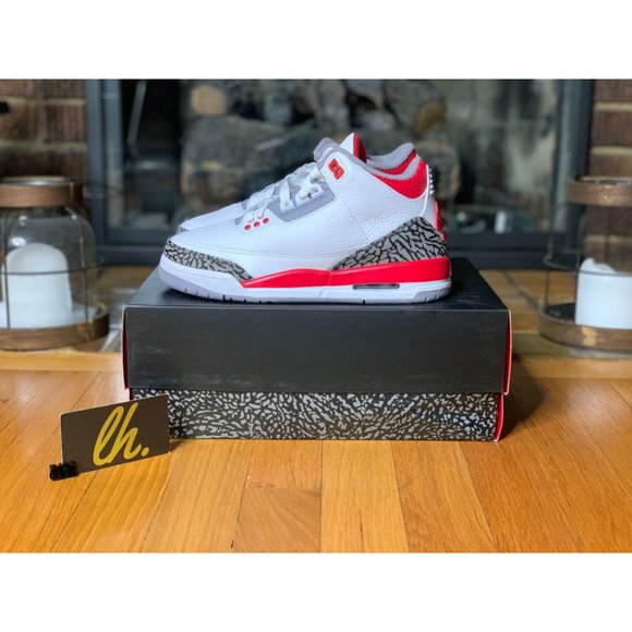 Size 4y/5.5 W Air Jordan 3 Retro “Fire Red” Basketball Sneakers